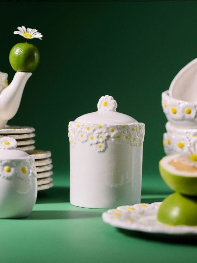 Sinsay - Recipient pentru alimente cu motiv margarete - alb