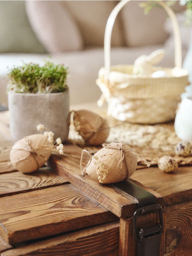 Sinsay - Set de ouă decorative de Paște cu flori uscate 3 pack - bej