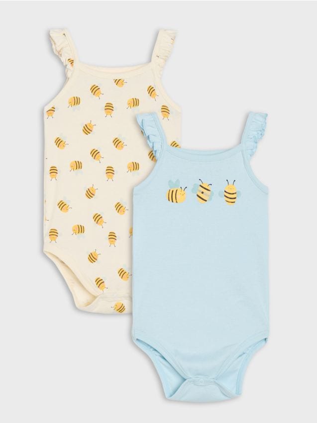 Sinsay - Body din bumbac cu bretele 2 pack - albastru-pal