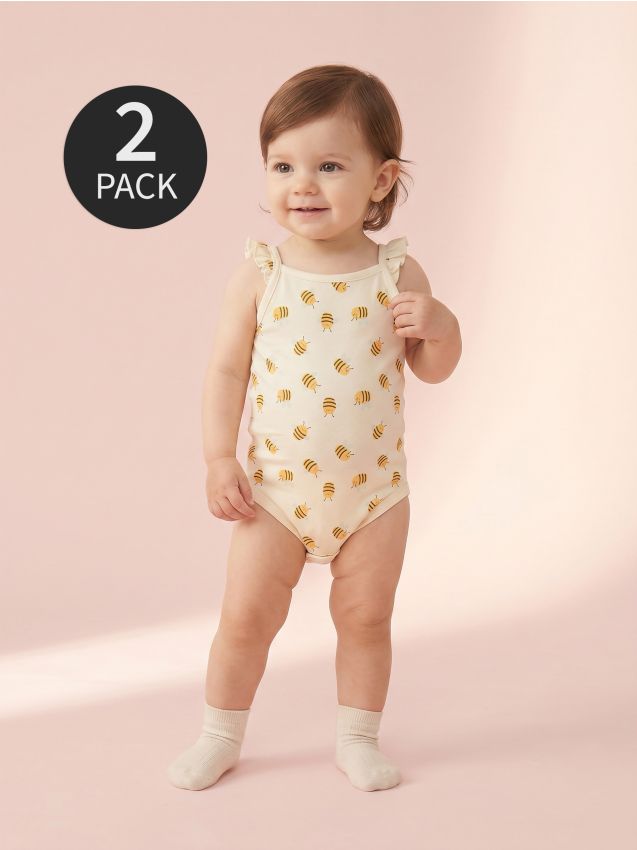 Sinsay - Body din bumbac cu bretele 2 pack - albastru-pal