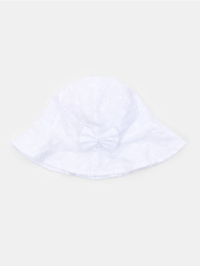 Sinsay - Pălărie cu broderie ajurată și fundă 3D - alb
