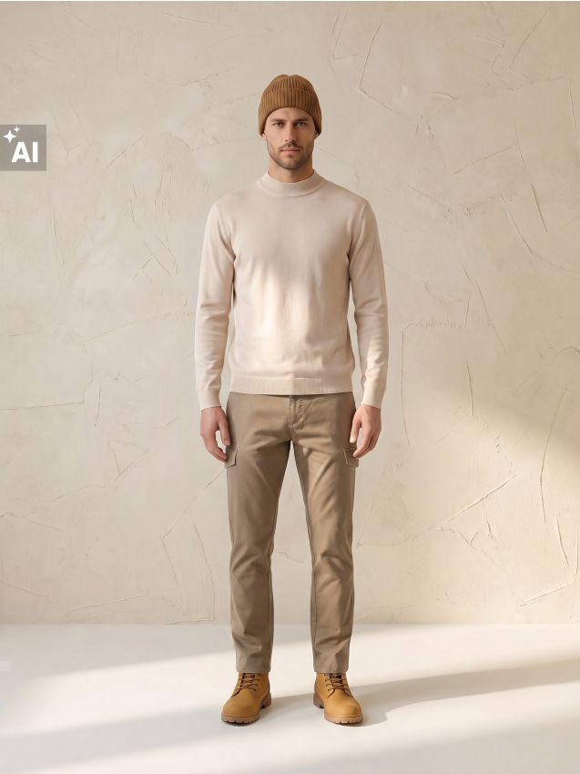 Sinsay - Pantaloni chino slim din bumbac - cafeniu