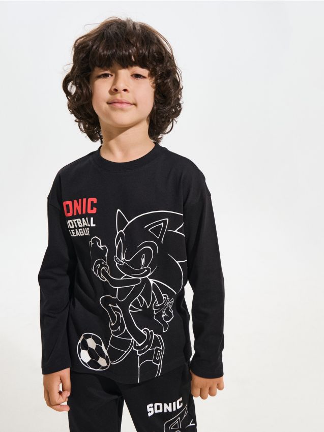 Sinsay - Tricou din bumbac cu imprimeu Sonic the Hedgehog - negru