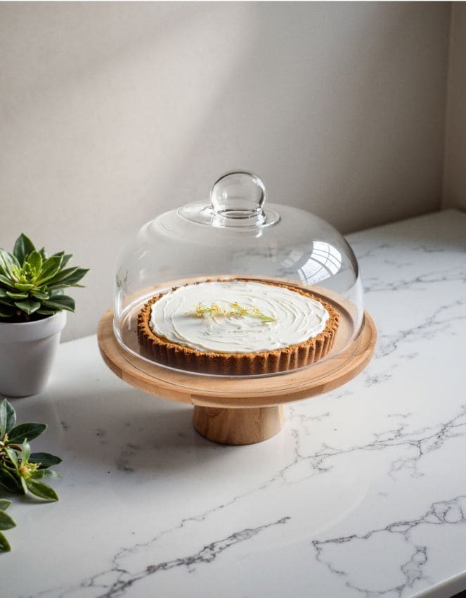 Sinsay - Tavă din lemn de acacia cu clopot de sticlă - bej