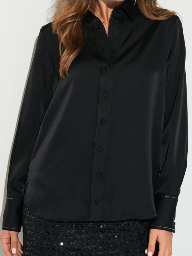 Sinsay - Košeľa so saténovou povrchovou úpravou - čierna