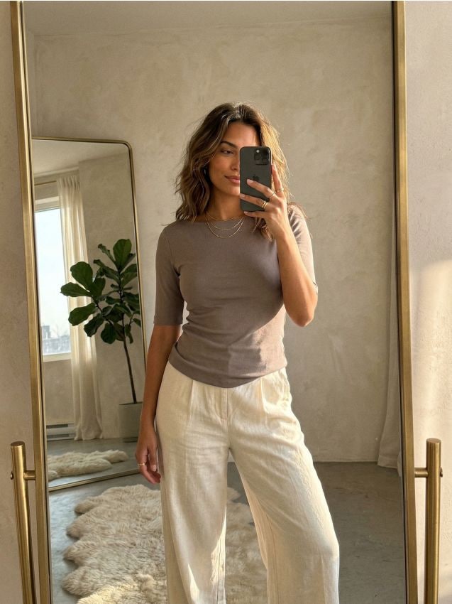 Sinsay - Tricou din bumbac basic - cafeniu