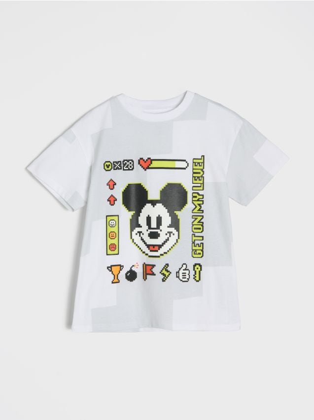 Sinsay - Tricou din bumbac cu imprimeu Mickey Mouse - alb