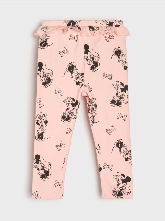 Sinsay - Legginguri din bumbac cu model Minnie Mouse - roz-trandafiriu