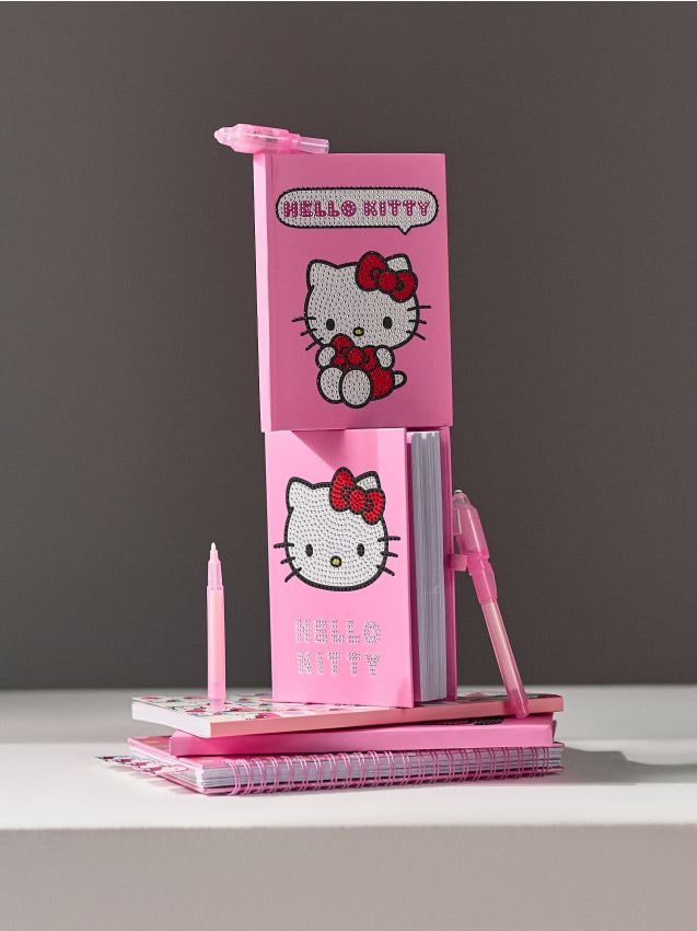 Sinsay - Set: caiet și pix cu lumină LED Hello Kitty - roz