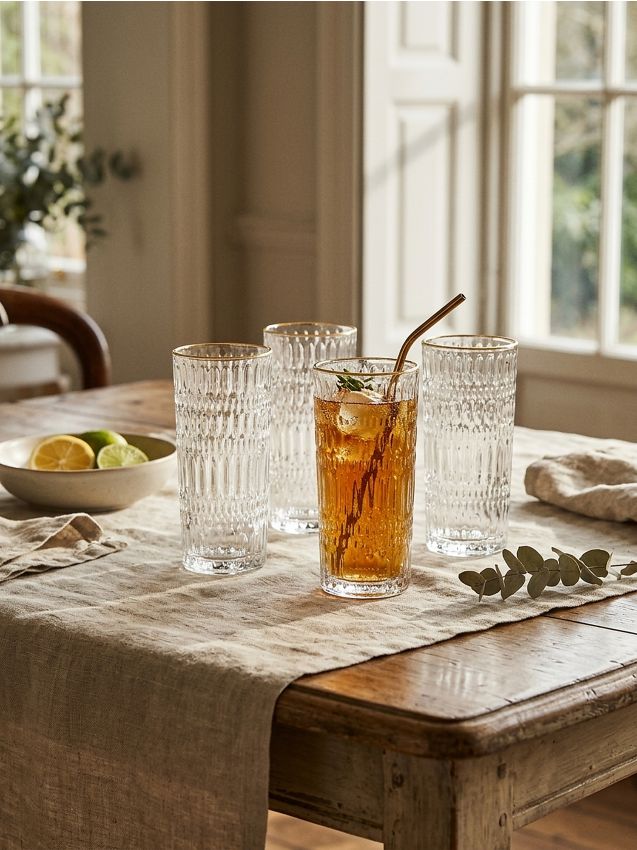 Set di bicchieri texturizzati con bordo dorato 4 pack - clear