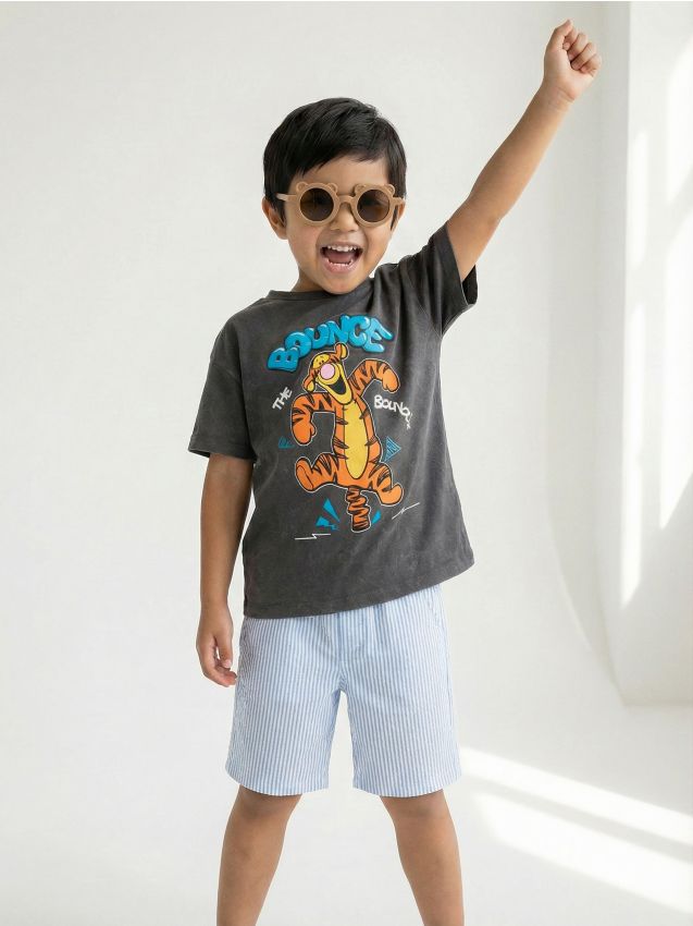 Sinsay - Tricou din bumbac Winnie the Pooh - gri-închis