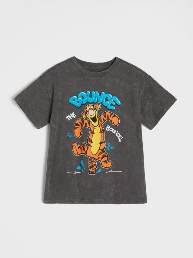 Sinsay - Tricou din bumbac Winnie the Pooh - gri-închis