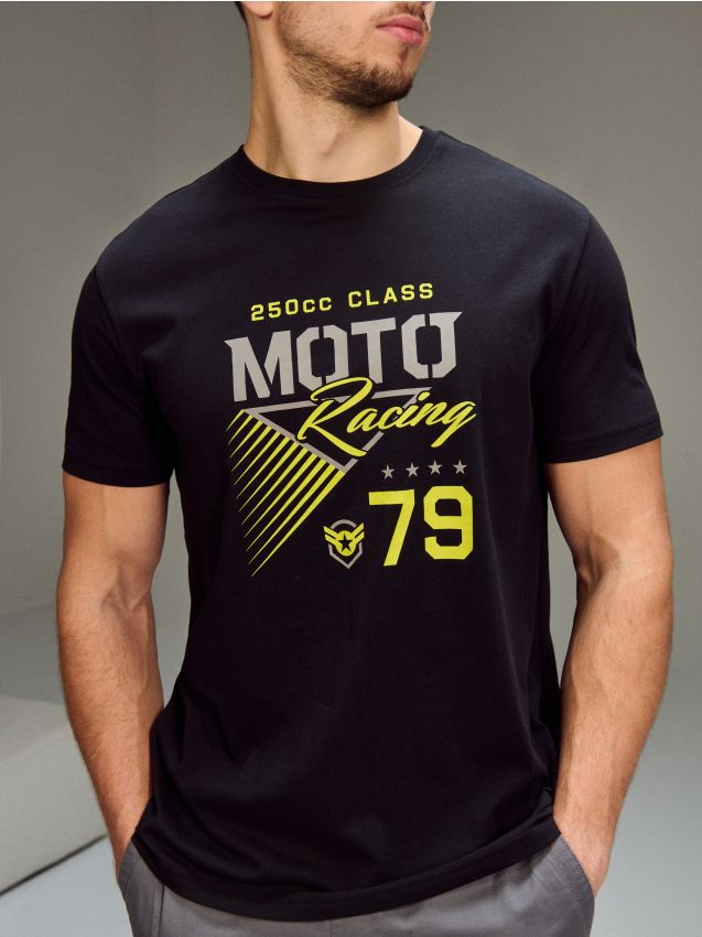 Sinsay - Tricou din bumbac cu mânecă scurtă - negru