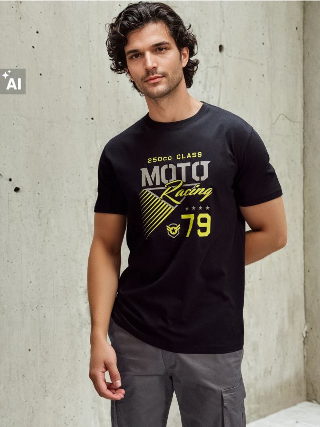 Sinsay - Tricou din bumbac cu mânecă scurtă - negru