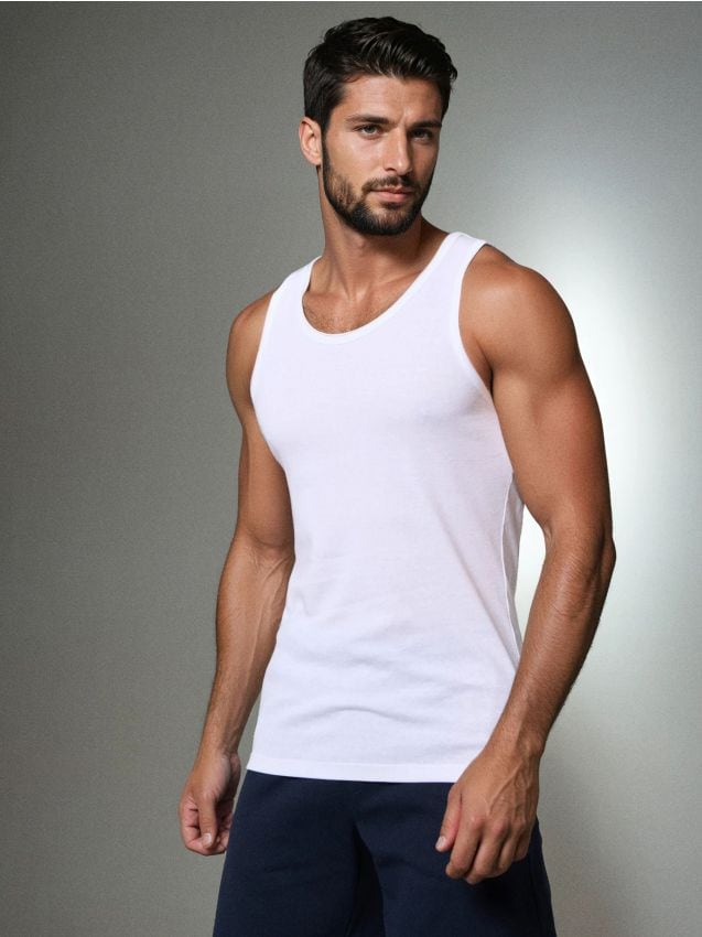 Sinsay - Tank top din bumbac - alb