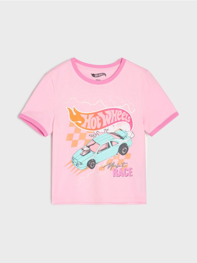 Sinsay - Tricou din bumbac cu imprimeu Hot Wheels - roz