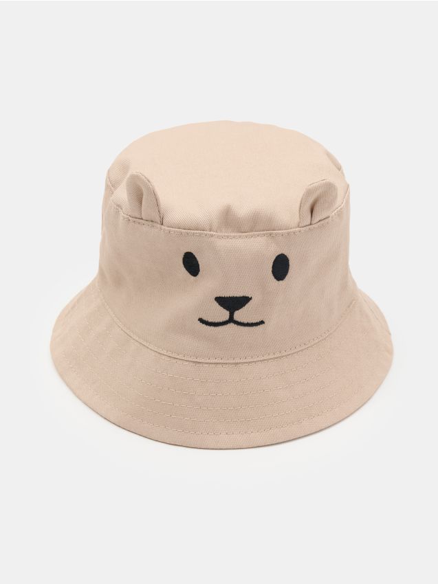 Sinsay - Șapcă din bumbac cu broderie cu urs și urechi 3D - nude