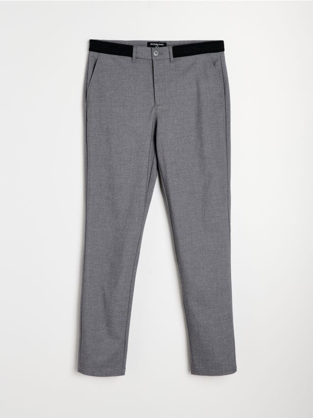 Sinsay - Spodnie chino slim fit z domieszką wiskozy - szary