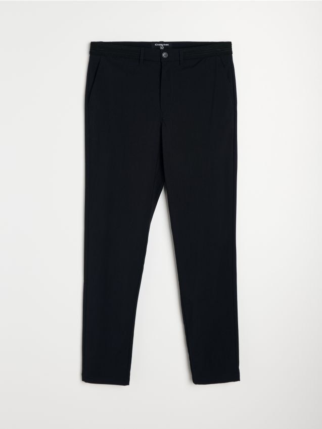 Sinsay - Spodnie chino slim fit z domieszką wiskozy - granatowy
