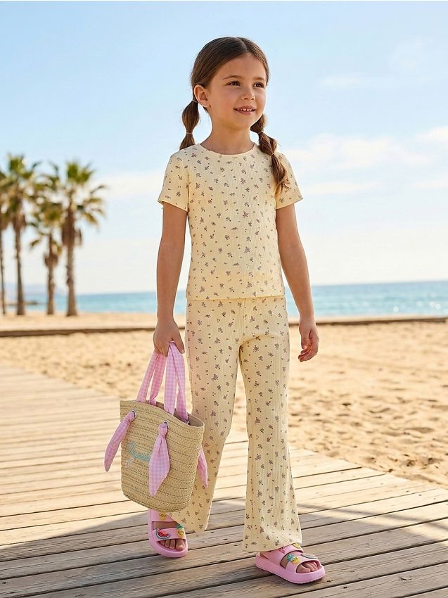Sinsay - Tricou din bumbac cu model floral - galben-deschis