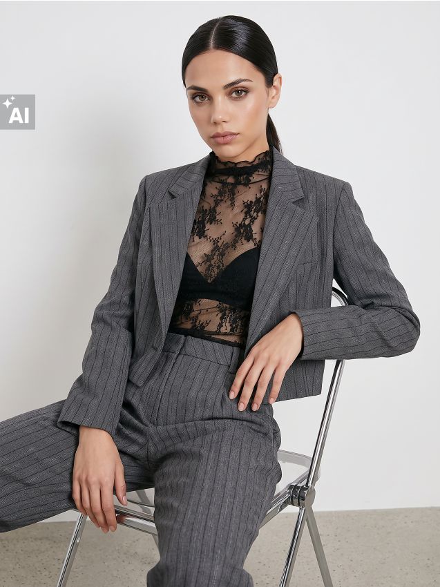 Sinsay - Pantaloni chino cu amestec de lână - gri-închis