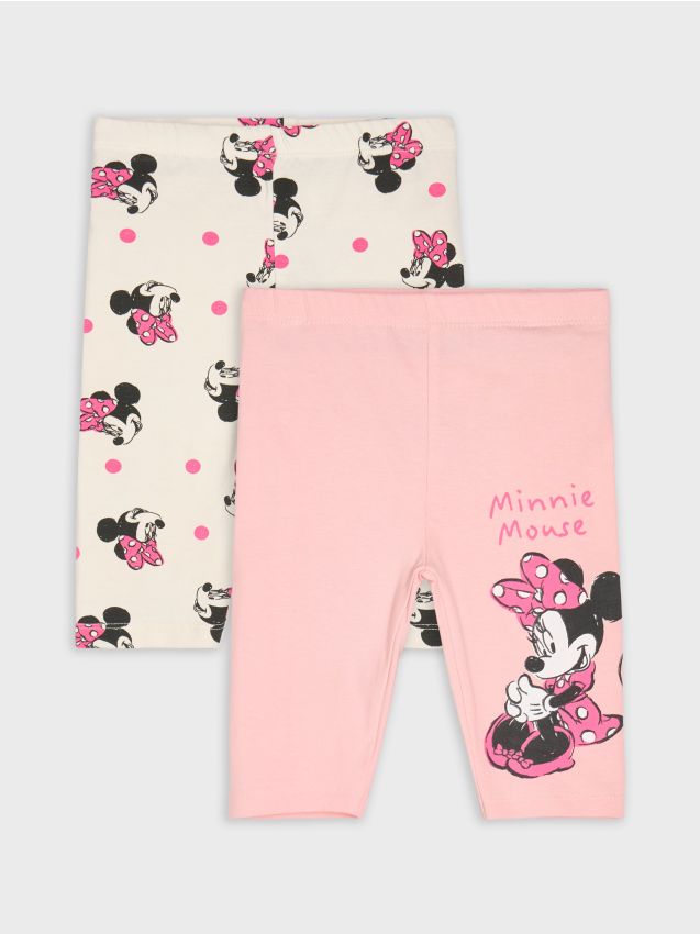 Sinsay - Set 2 colanți din bumbac Minnie Mouse - roz-trandafiriu