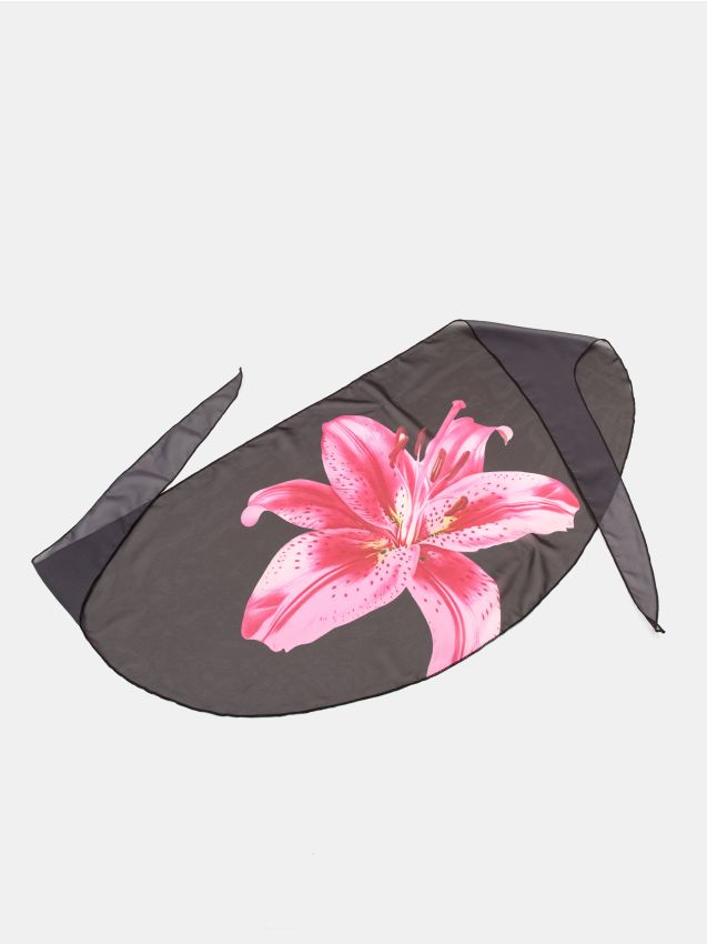 Sinsay - Pareo de Plajă cu Imprimeu Floral - negru