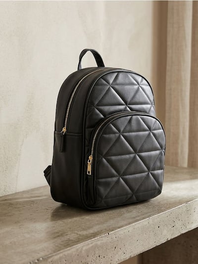 Gesteppten Rucksack aus Kunstleder