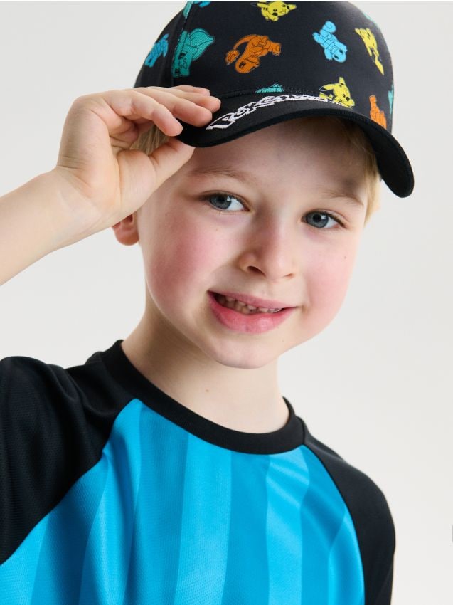 Sinsay - Căciulă din bumbac cu inscripție Pokémon brodată - negru