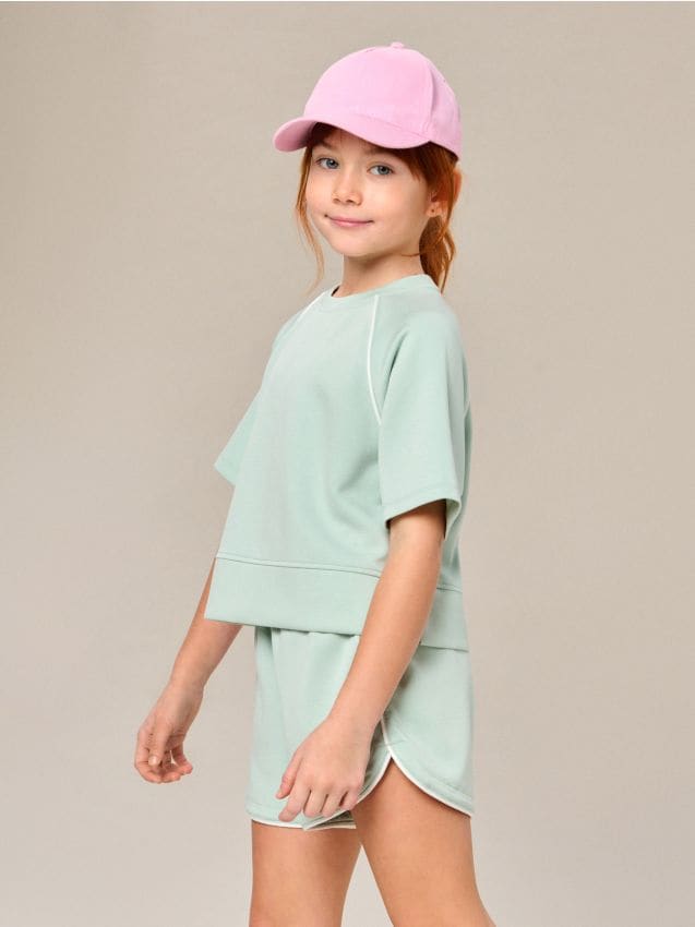 Sinsay - Compleu cu tricou și pantaloni scurți Active - turcoaz-deschis