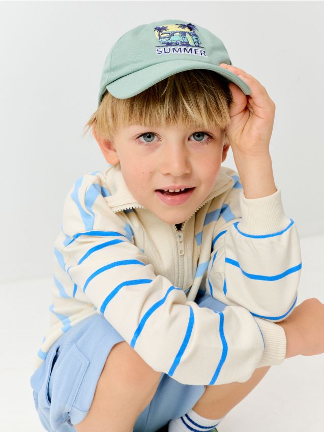 Sinsay - Șapcă de baseball din bumbac - verde-pal