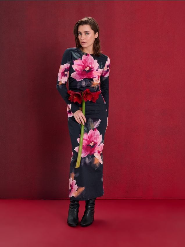 Sinsay - Rochie maxi din bumbac cu flori - multicolor