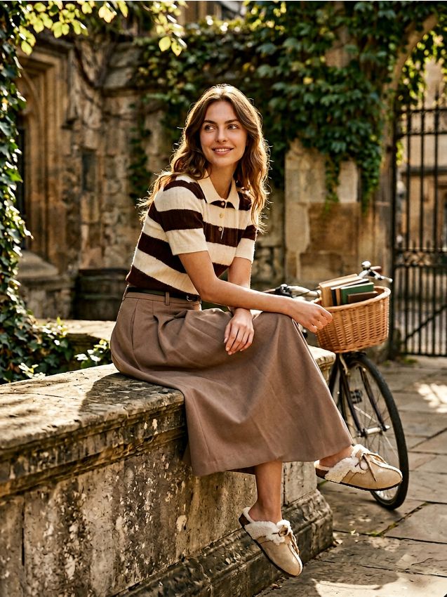 Sinsay - Fustă midi evazată cu curea - cafeniu