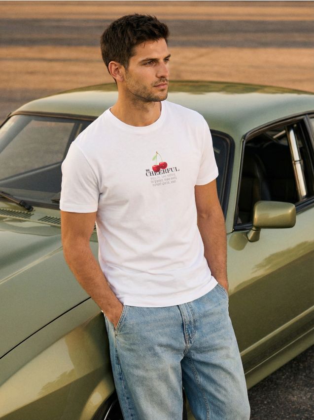 Sinsay - Tricou din bumbac cu imprimeu - alb