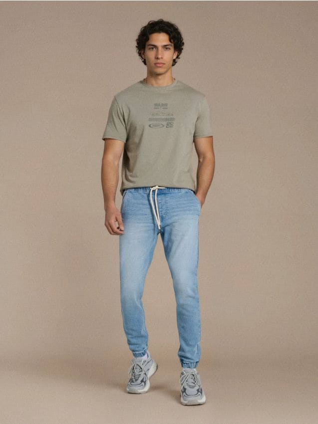 Sinsay - Blugi jogger cu efect spălat - albastru