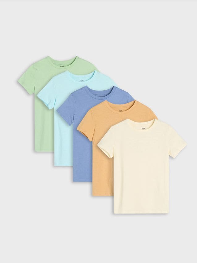 Sinsay - Tricouri Basic din Bumbac 5 Piese - acvamarin