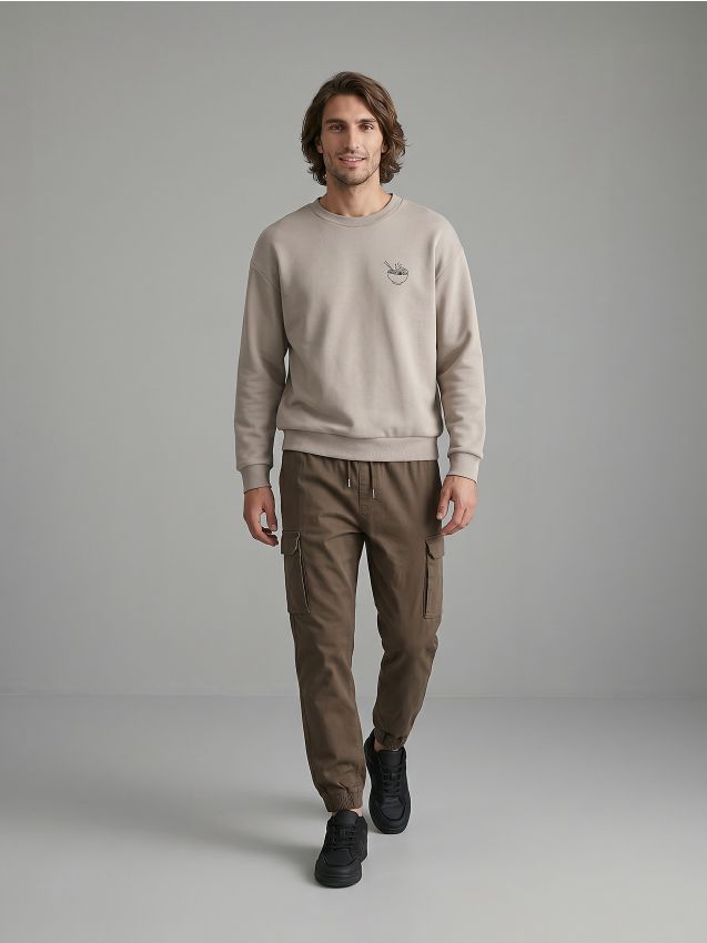 Sinsay - Pantaloni cargo jogger - gri-maroniu
