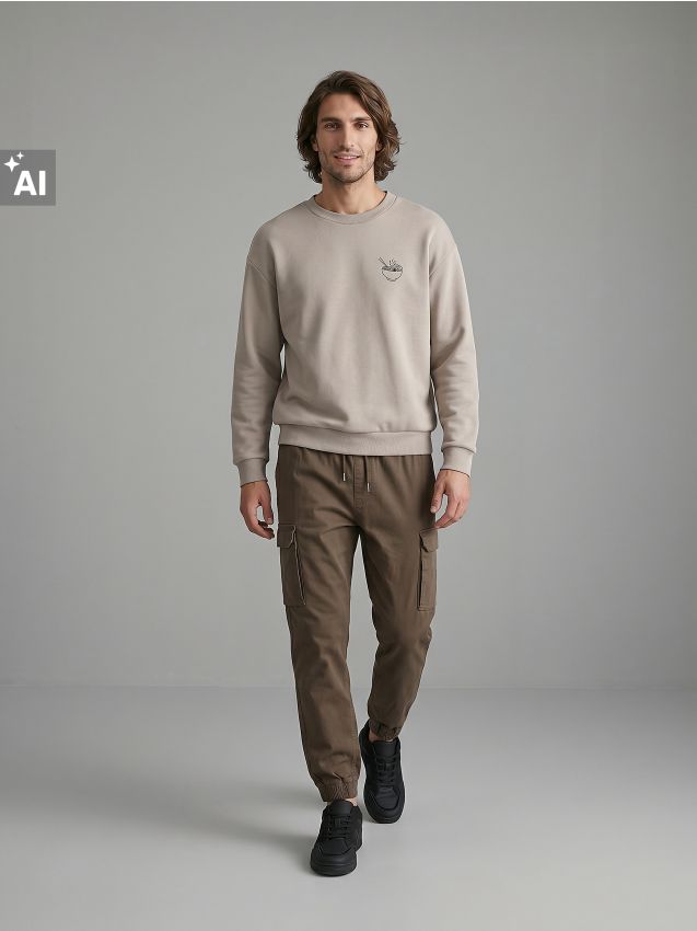 Sinsay - Spodnie cargo jogger - brązowy