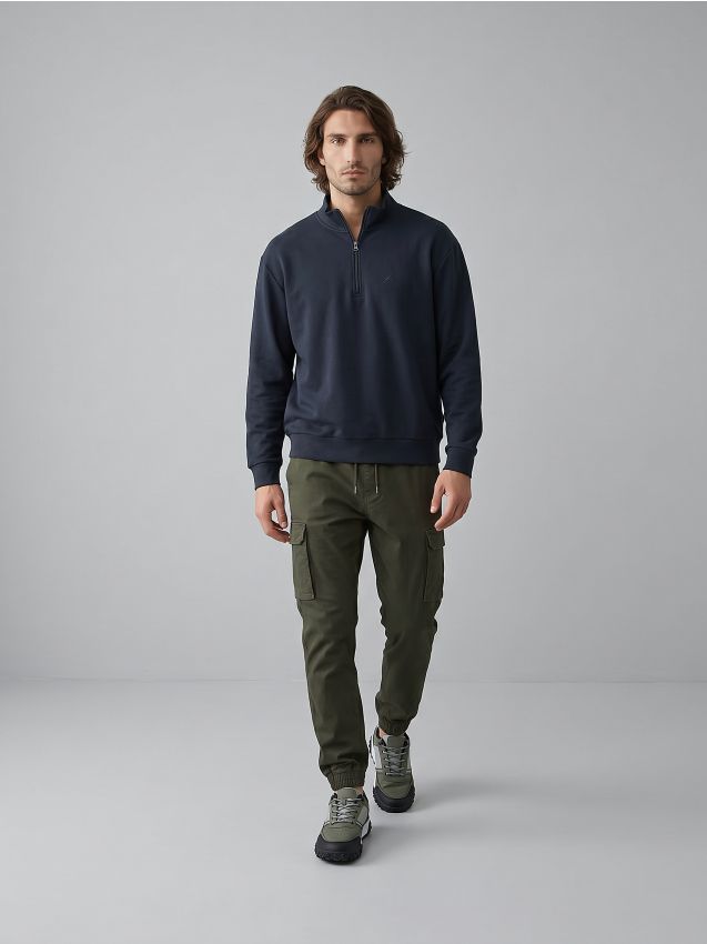 Sinsay - Pantaloni cargo jogger - verde-închis