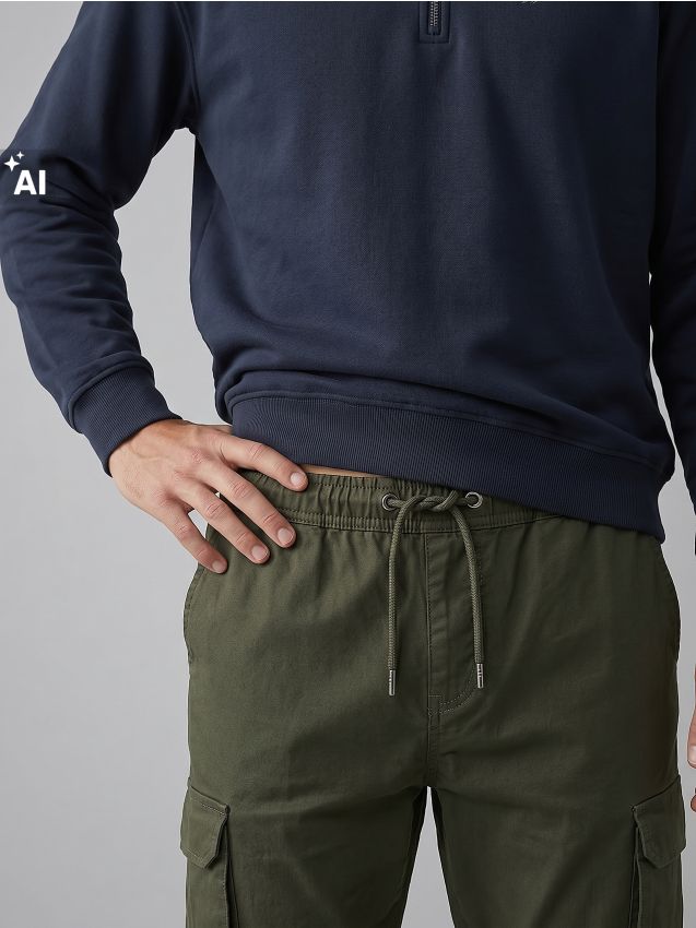 Sinsay - Spodnie cargo jogger - zielony