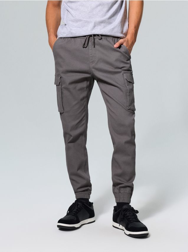 Sinsay - Pantaloni cargo jogger - gri-neutru