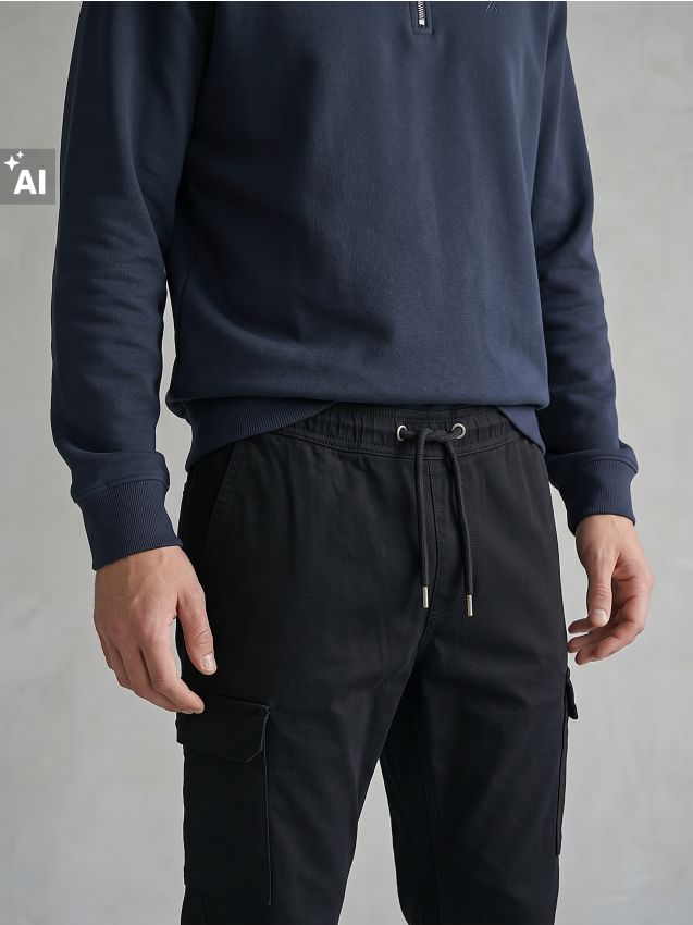 Sinsay - Pantaloni cargo jogger - negru