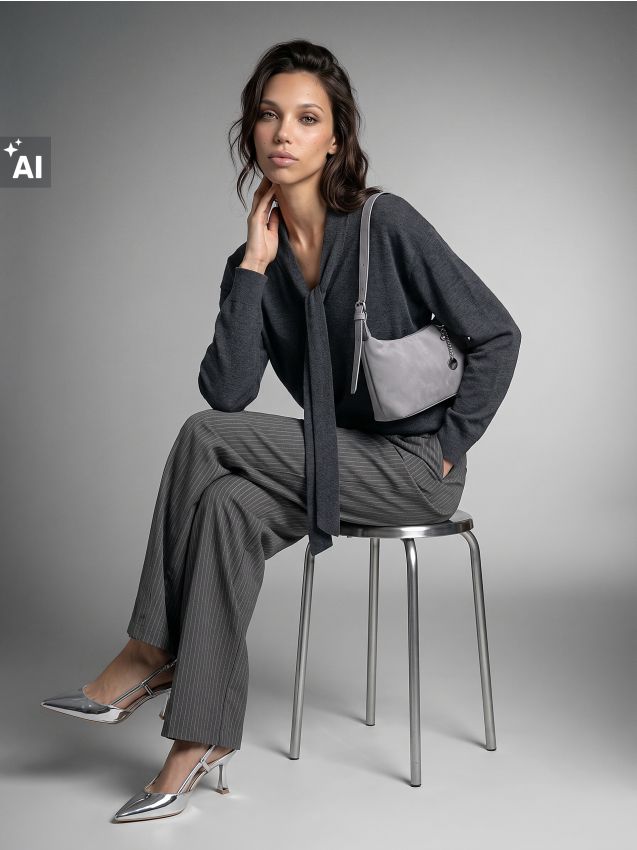 Sinsay - Pantaloni eleganți wide leg cu amestec de vâscoză - gri deschis