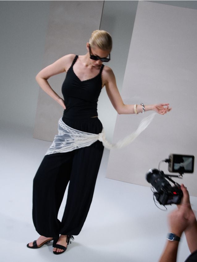 Sinsay - Pareo din dantelă cu bumbac - crem