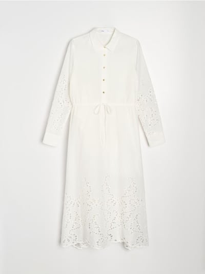 Midi obleka z ažurnimi vložki