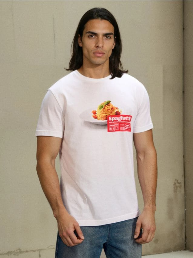 Sinsay - Tricou din bumbac cu imprimeu - alb