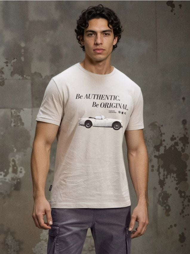 Sinsay - Tricou din bumbac cu imprimeu - gri deschis