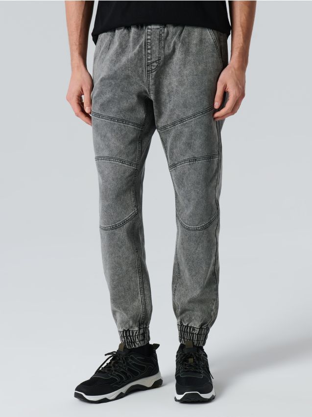 Sinsay - Blugi jogger cu efect spălat - gri deschis