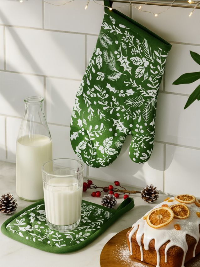 Sinsay - Vianočná kuchynská rukavica a chňapka - zelená