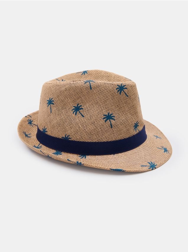 Sinsay - Pălărie tip fedora cu motiv de palmieri - bej